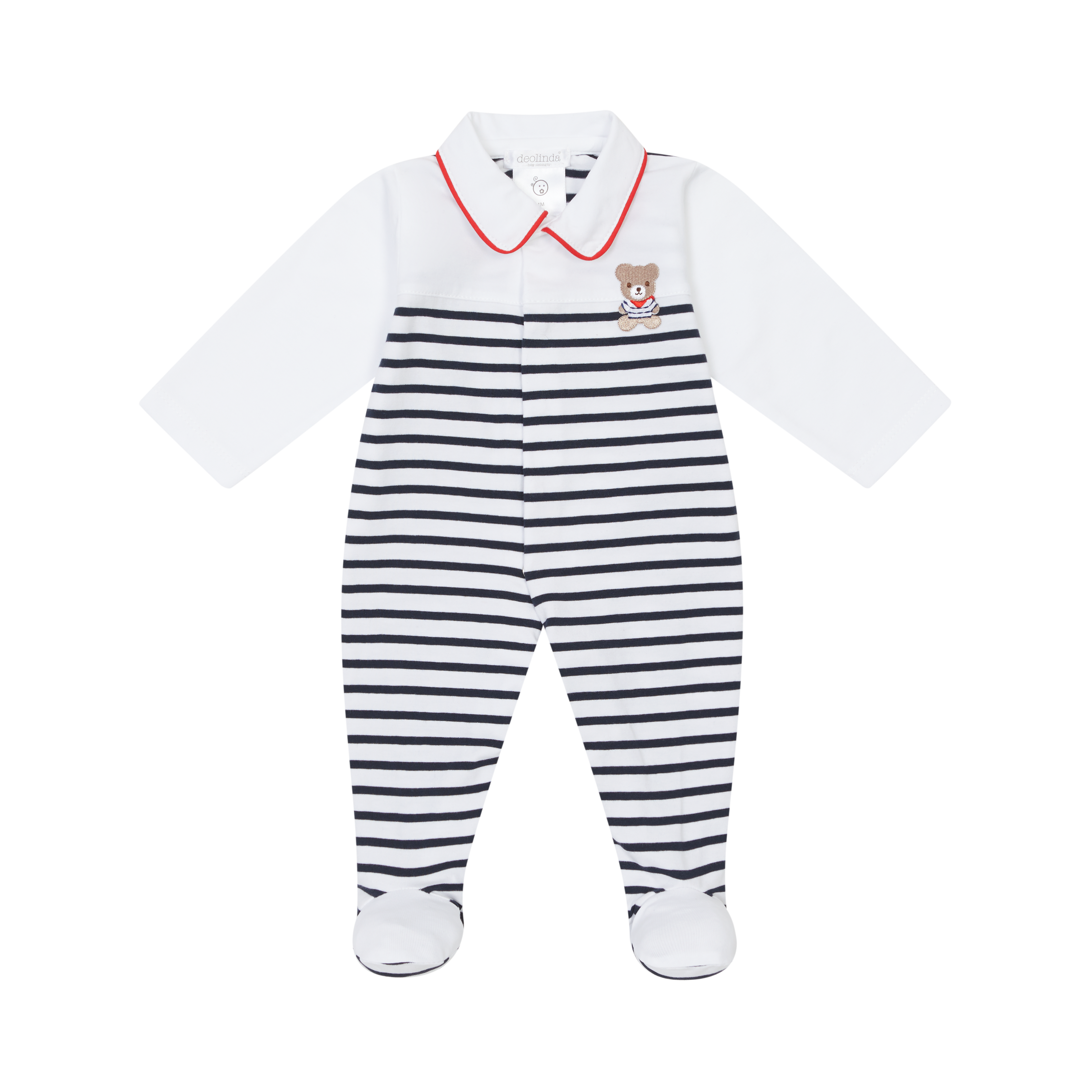 DEOLINDA SS25 Marine Navy & White Boys Babygrow - 25124
