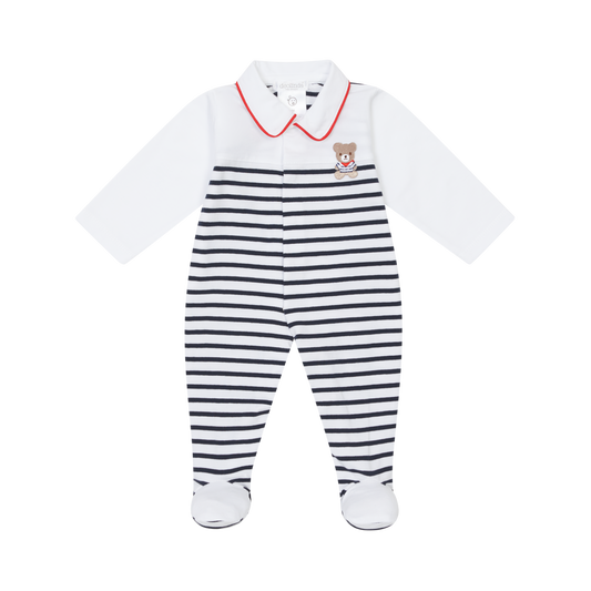 DEOLINDA SS25 Marine Navy & White Boys Babygrow - 25124