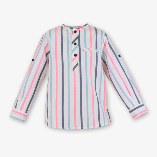 Miranda Neon and Blue Stripe boys shorts set front view