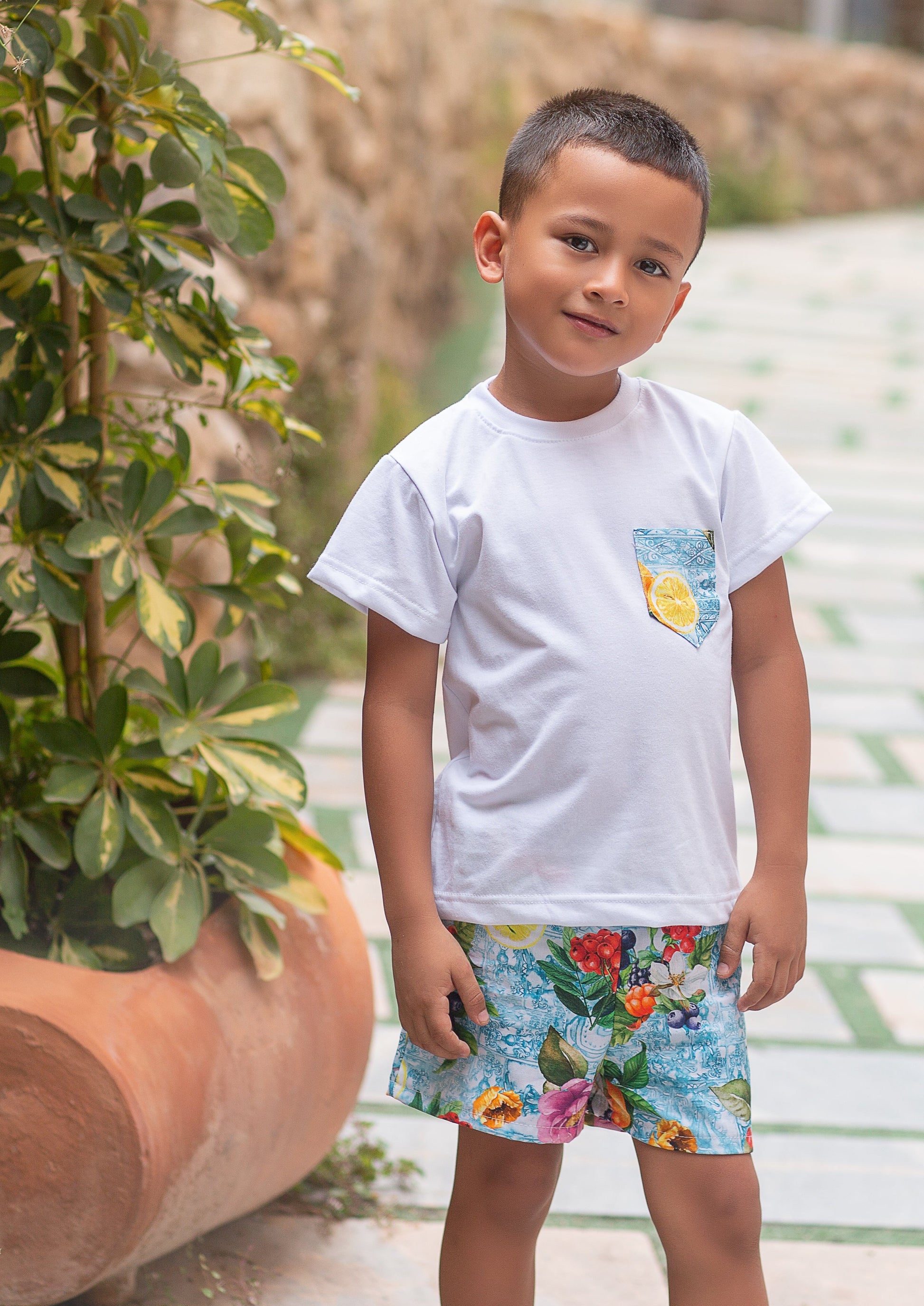 ROCHY Lemons Boys Multicolour Swimming Shorts & T-Shirt - 24654