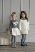 MIRANDA Cream & Grey Girls Skirt Set with Gilet - 248
