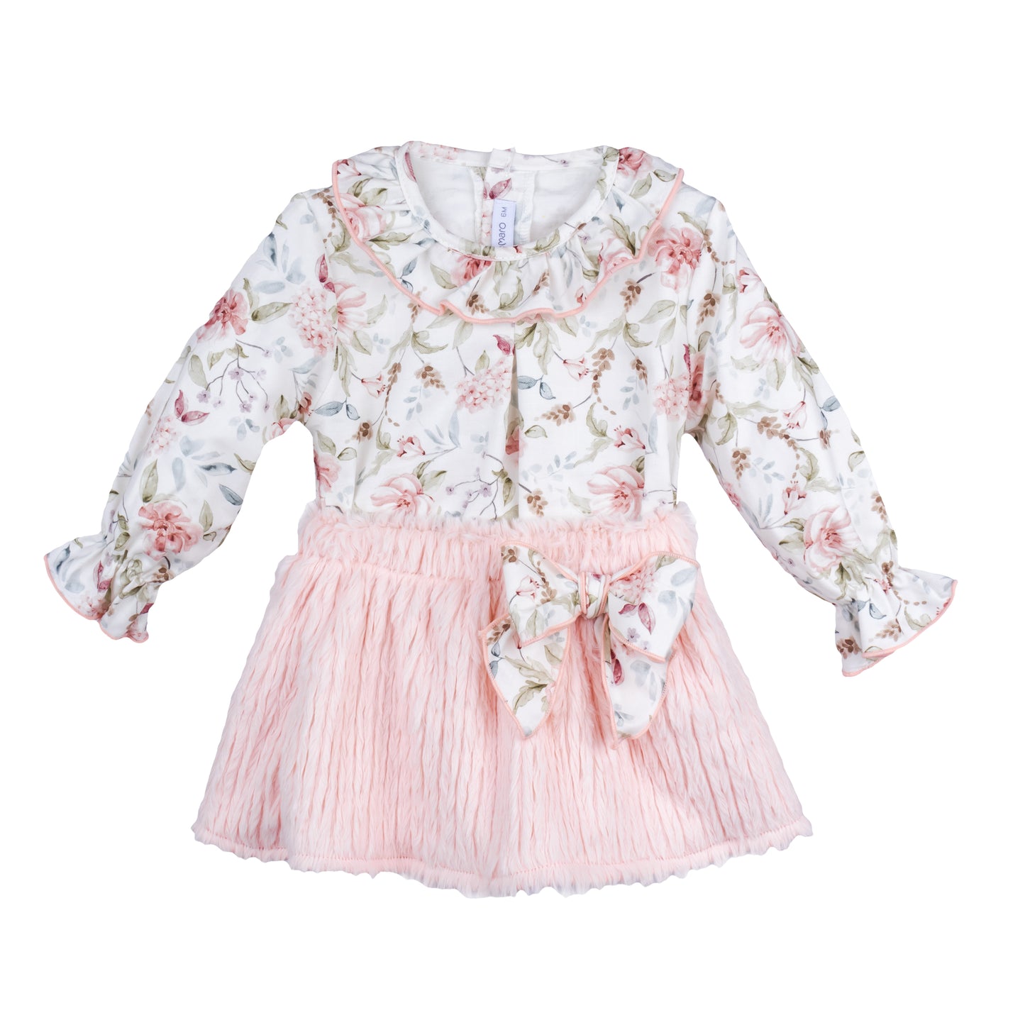 CALAMARO Tajo Girls Pink Faux Fur & Floral Skirt Set - 11077