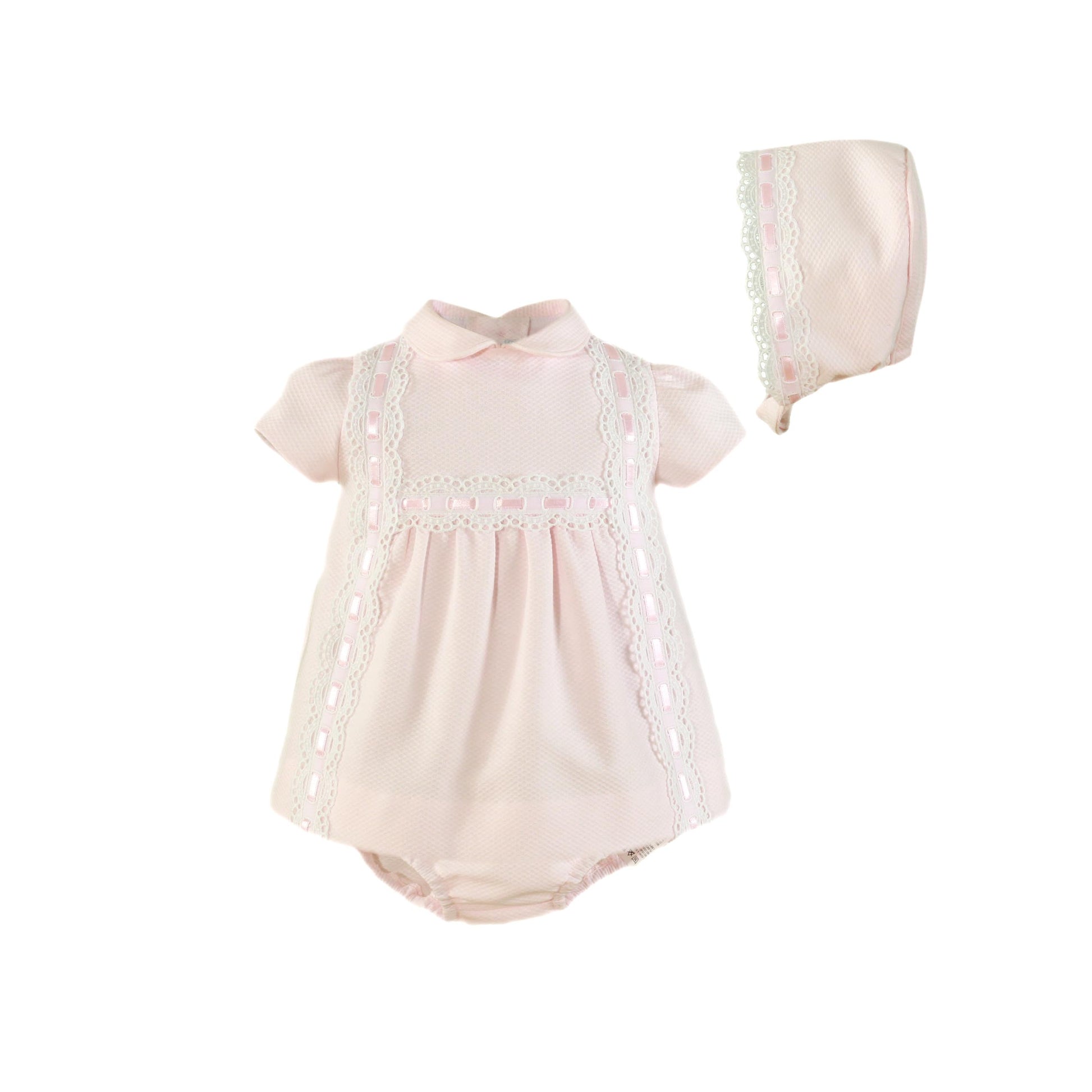 MIRANDA Pink Baby Girls Dress with Bonnet & Knickers - 24VBG