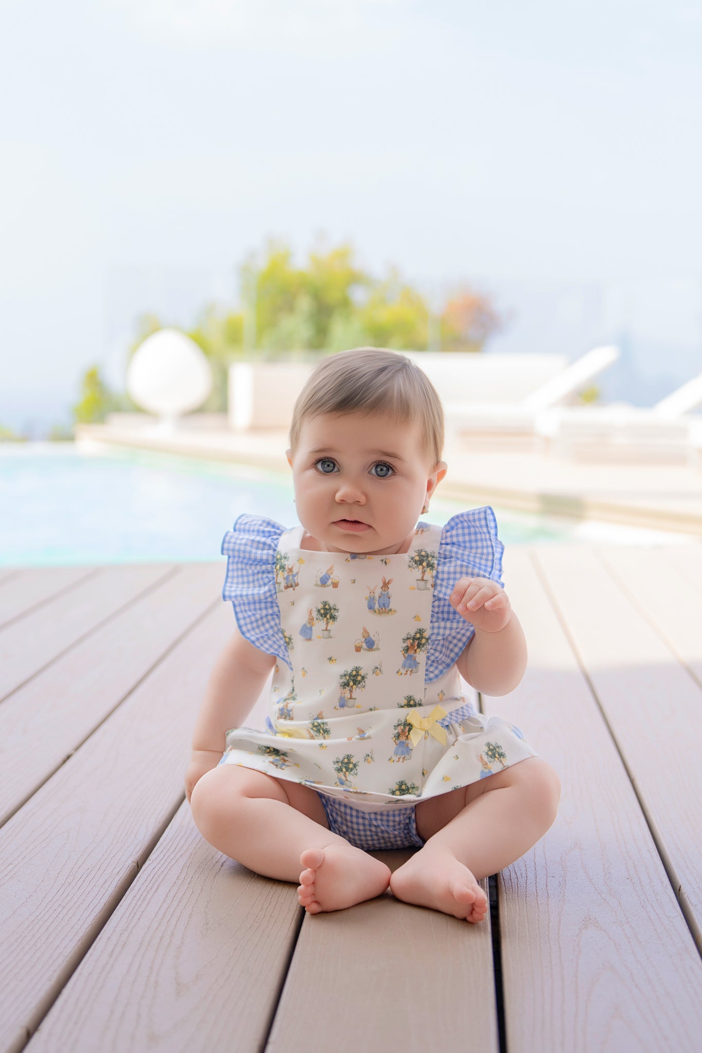 MIRANDA Blue Check Baby Girls Dress & Knickers - 25VB