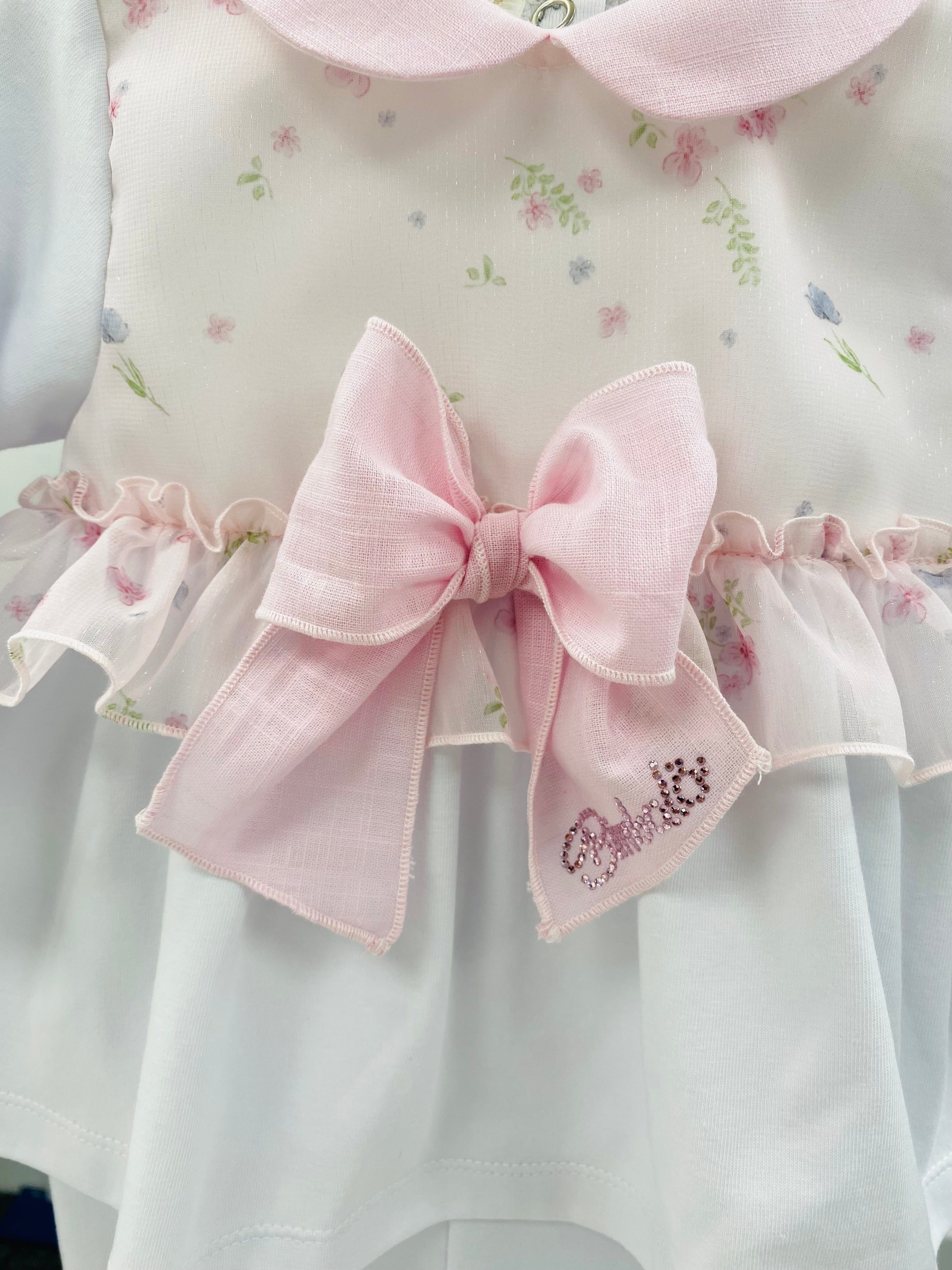 BIMBALO Girls Pink Floral Trouser Set with Blanket & Headband