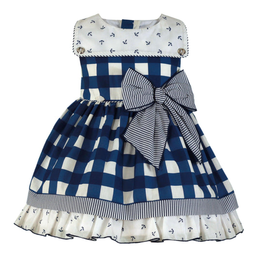 MIRANDA SS25 Navy Girls Anchor Print Dress  - 250V