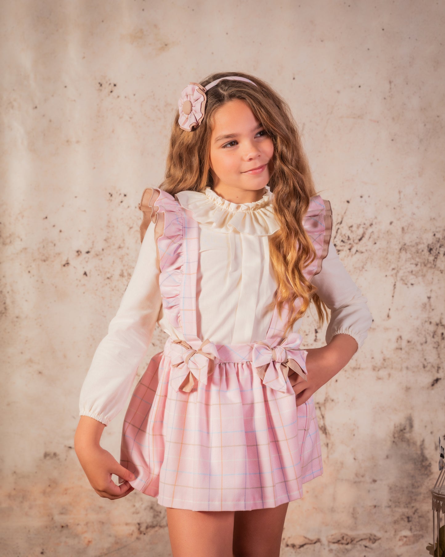 BABINE Cuadros Girls Pink Check Skirt Set - 2512028