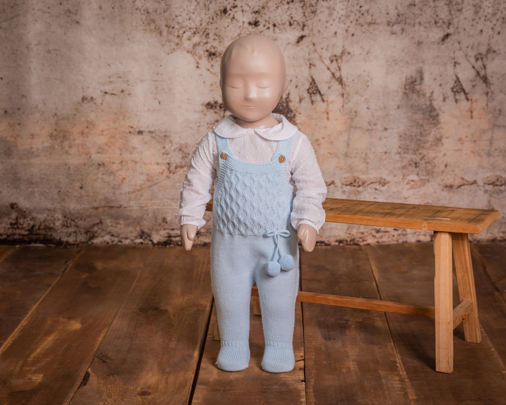 BABINE Pom Pom Baby Boys Blue Knitted Set - CLEARANCE SALE