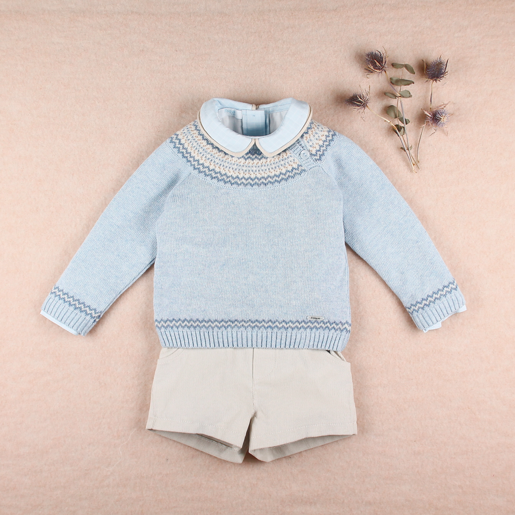 AW25 FOQUE Ladera Boys Blue & Beige H-Bar Short Set with Jumper