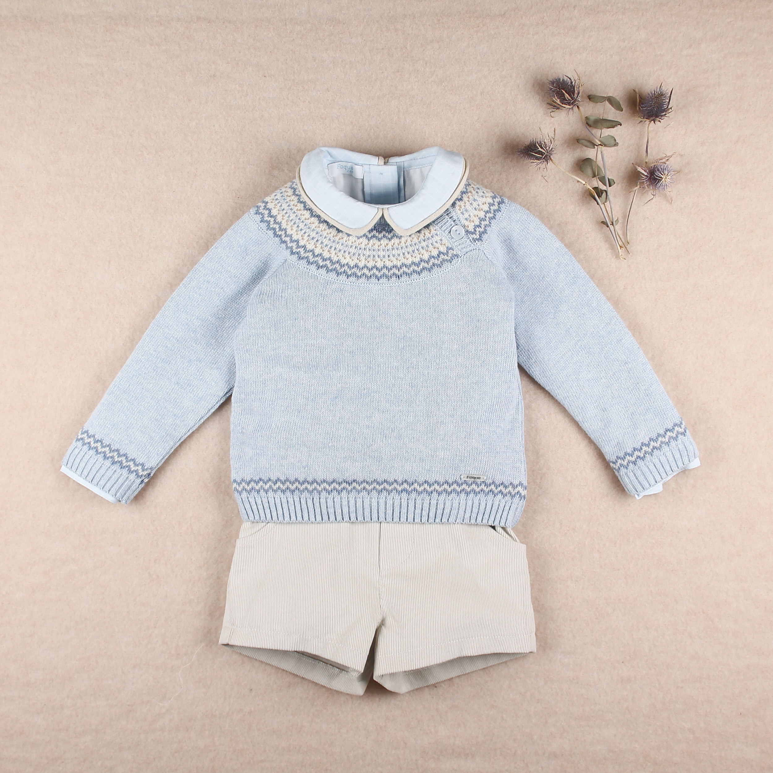 AW25 FOQUE Ladera Boys Blue & Beige H-Bar Short Set with Jumper