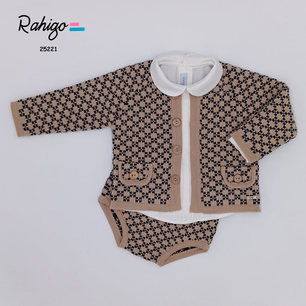 AW25 RAHIGO Baby Blue & Camel Boys Jam Pant Set with Cardigan - 25221