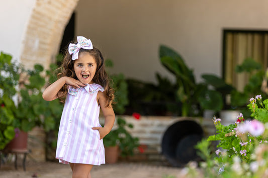 BABINE SS25 Liberty Girls Pink Stripe Dress - 2522811