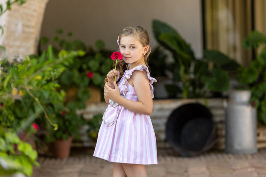 BABINE SS25 Liberty Girls Pink Stripe Dress - 2522812