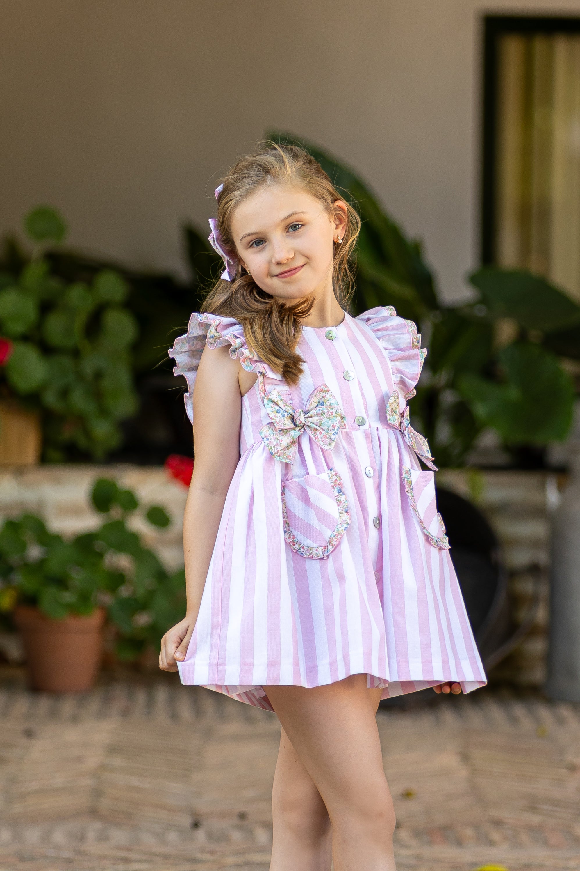 BABINE SS25 Liberty Girls Pink Stripe Dress - 2522812