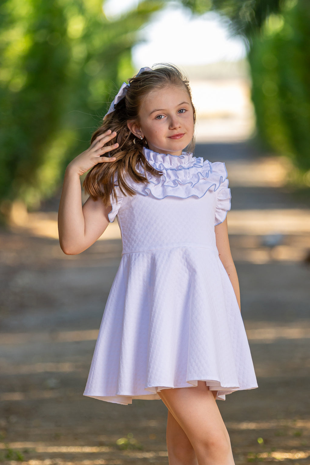 BABINE SS25 Paz Girls White & Blue Dress - 2522829