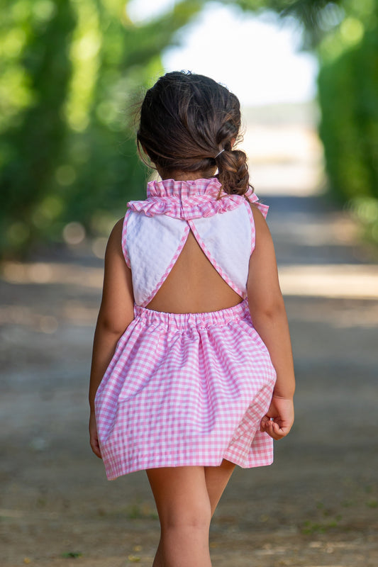 BABINE SS25 Gingham Girls Pink & White Dress - 2522834