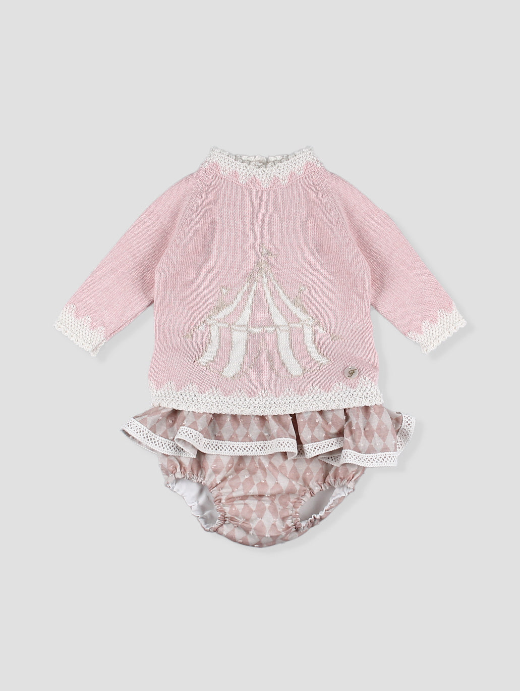 AW25 FOQUE Circo Girls Pink Harlequin Jam Pant Set