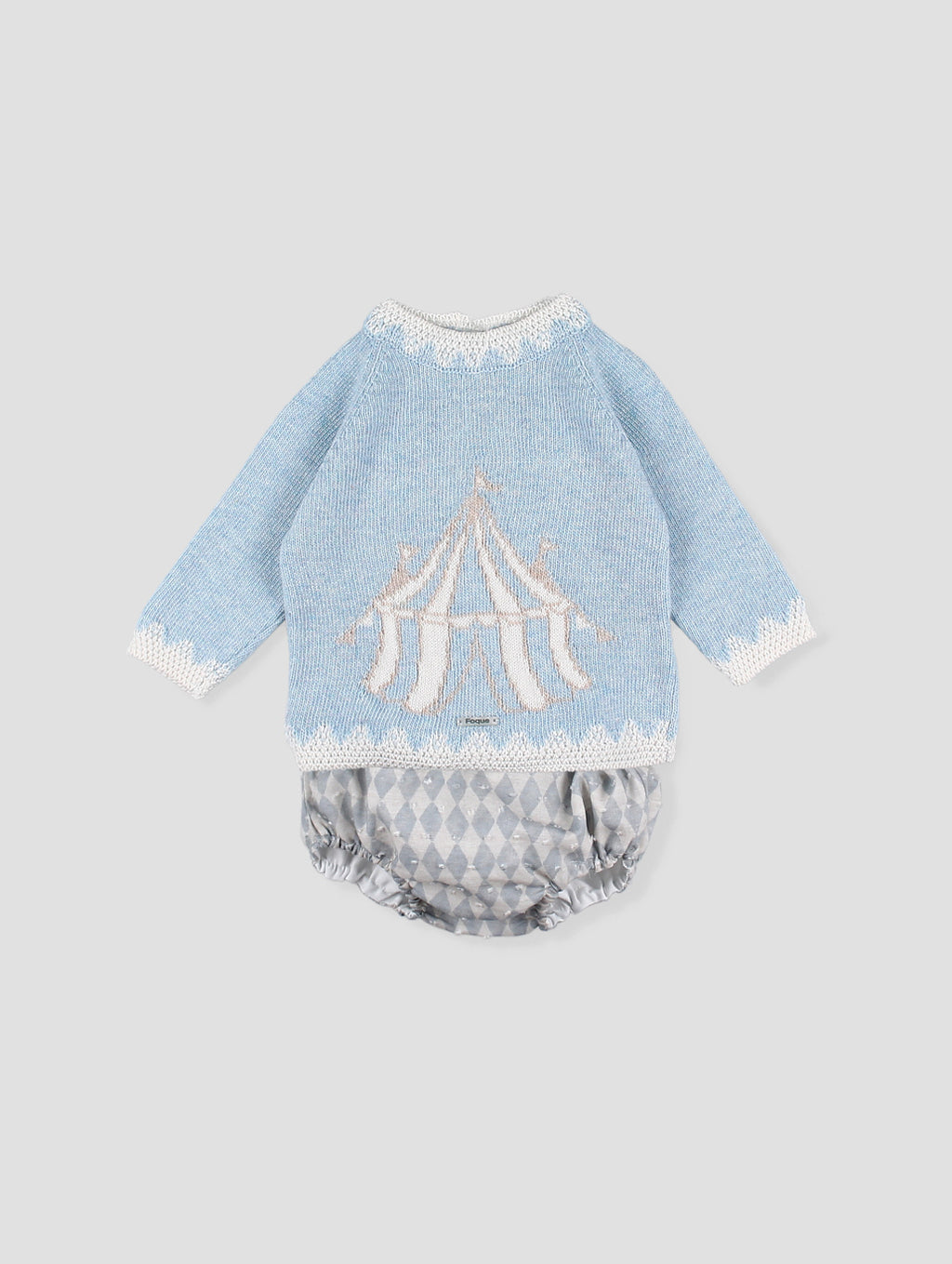 AW25 FOQUE Boys Circo Blue Harlequin Wool & Cashmere Jam Pant Set