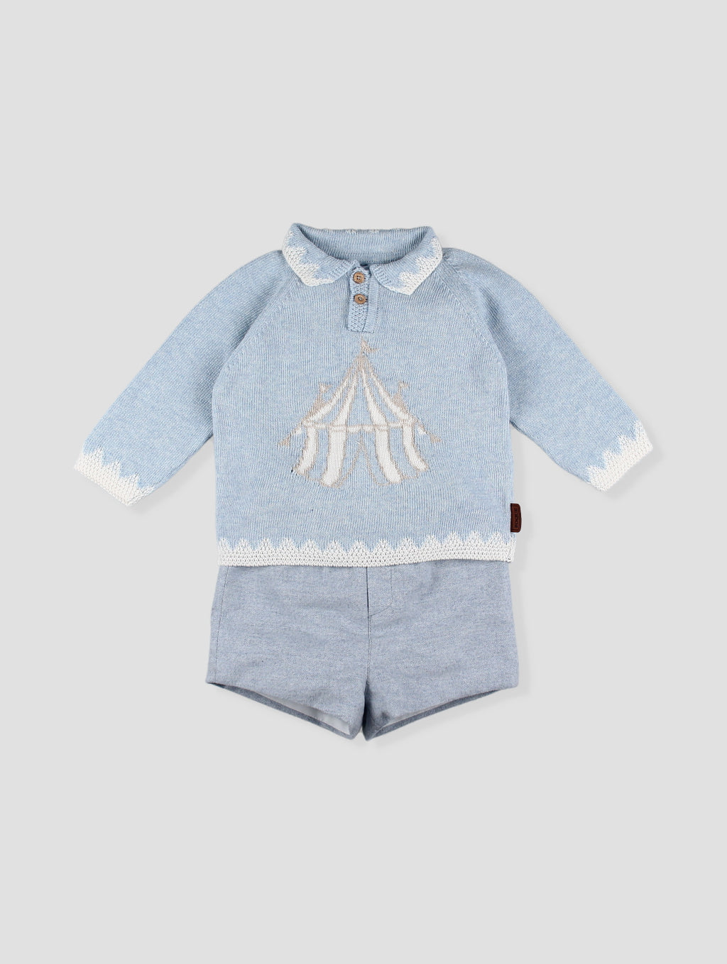 AW25 FOQUE Circo Boys Blue Wool & Cashmere Short Set
