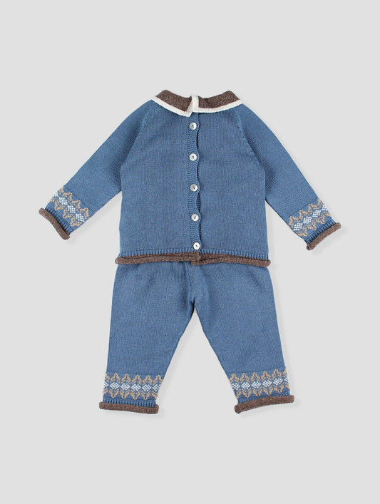 AW25 FOQUE La Cabana Boys Blue Bear Knitted Trouser Set