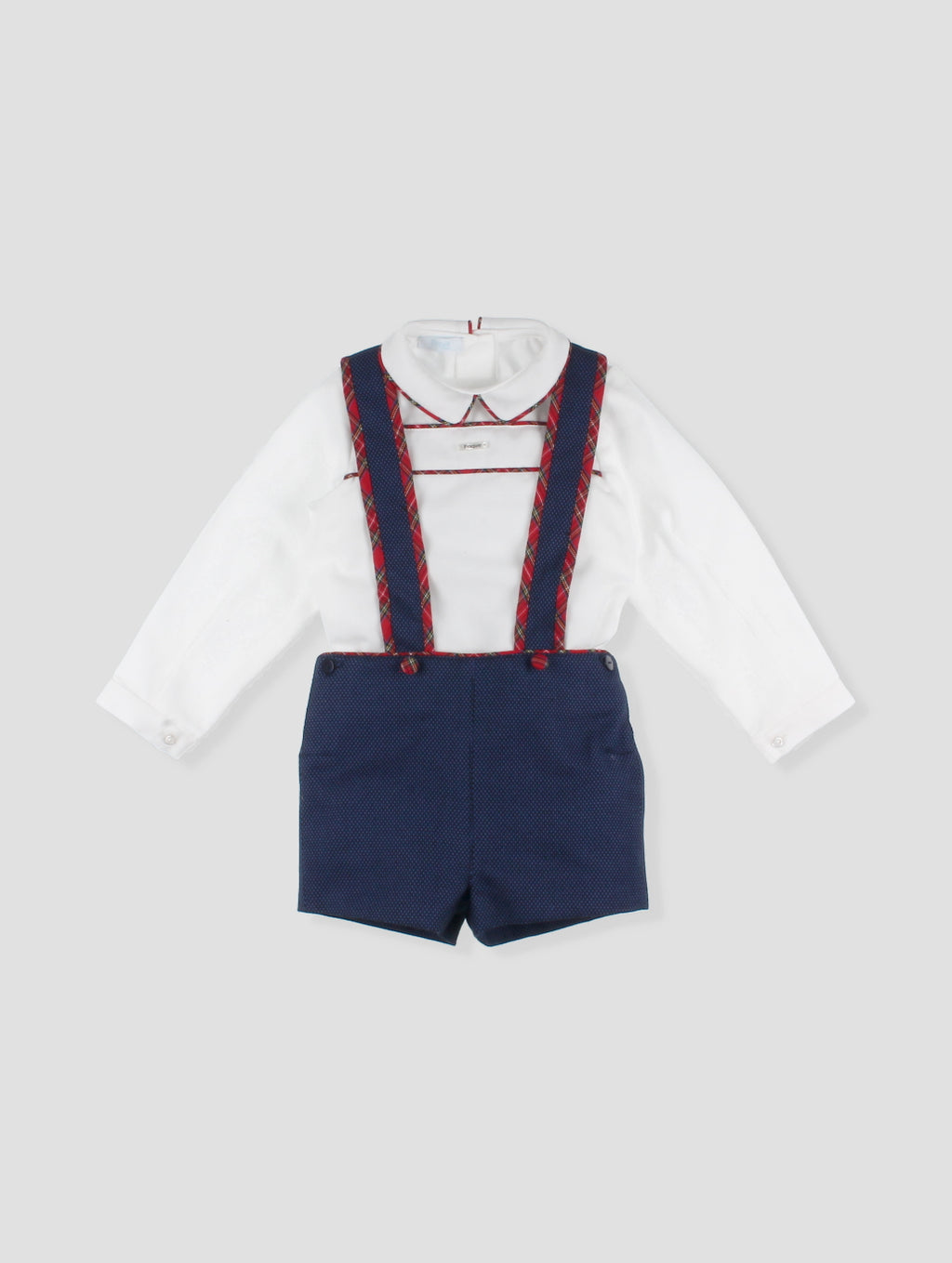 AW25 FOQUE Galletas Boys Navy & Red Tartan Short Set