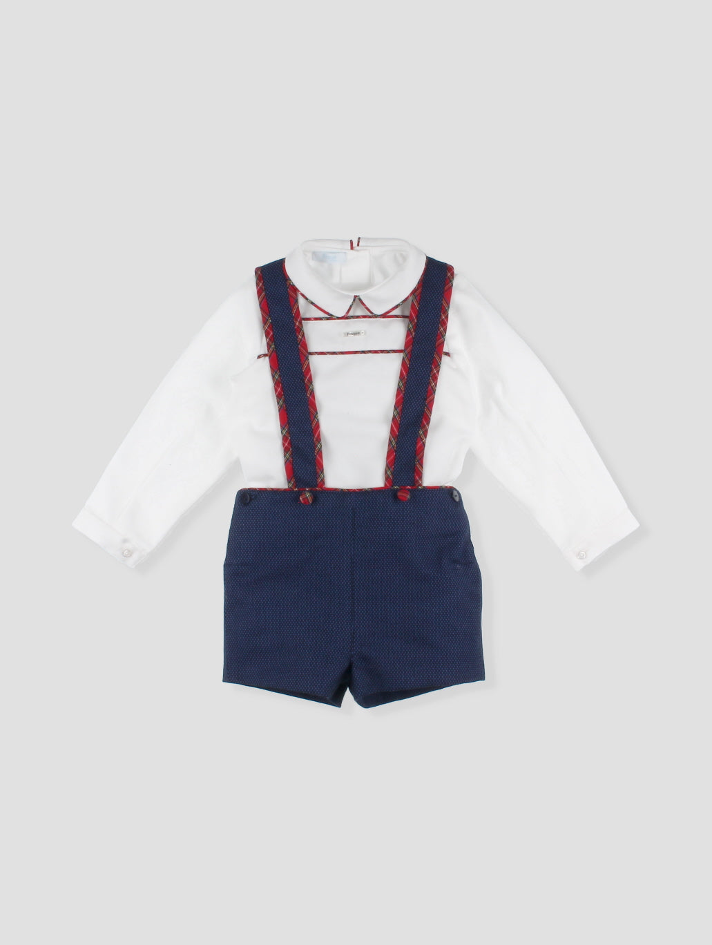 AW25 FOQUE Galletas Boys Navy & Red Tartan Short Set
