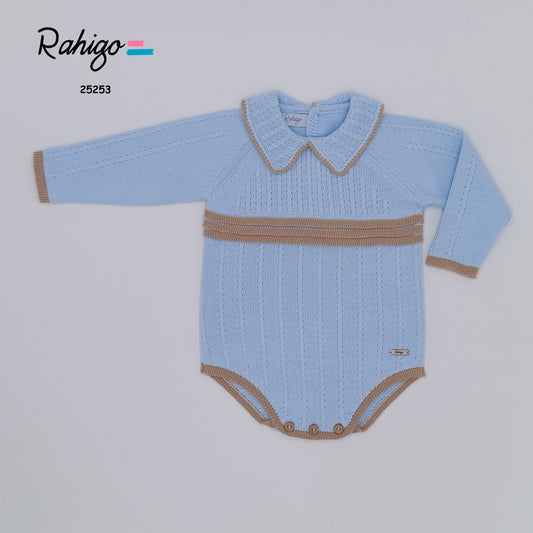 AW25 RAHIGO Blue & Camel Boys Romper - 25253