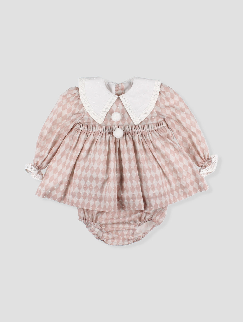 AW25 FOQUE Circo Girls Pink Harlequin Dress & Knickers