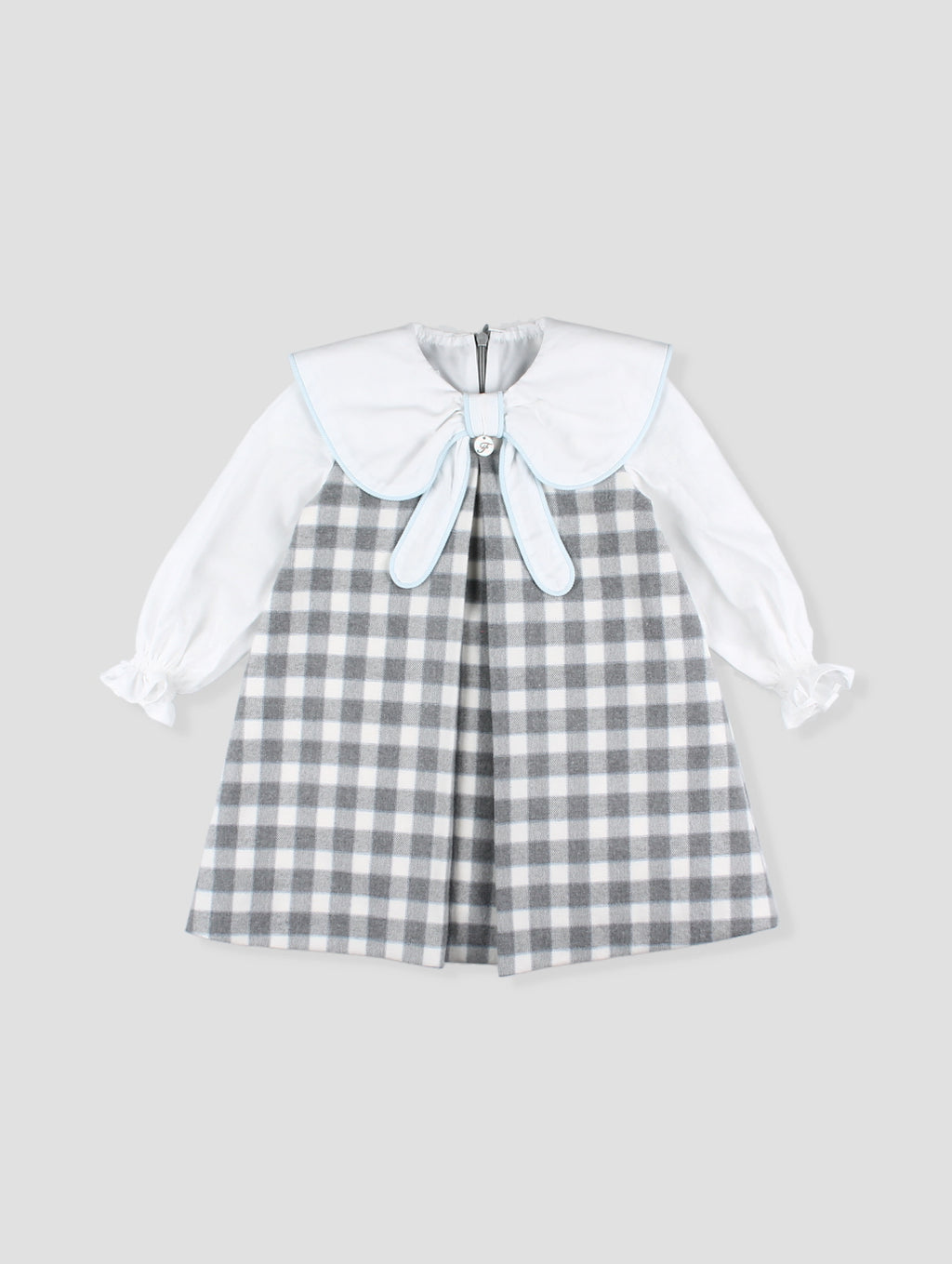 AW25 FOQUE Los Fogones Girls Blue & Grey Check Dress