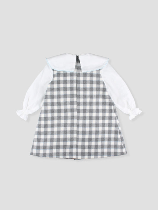 AW25 FOQUE Los Fogones Girls Blue & Grey Check Dress