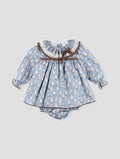FOQUE La Cabana Girls Blue Bear Dress & Knickers