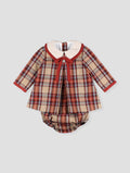 FOQUE La Calabaza Girls Camel Check Dress & Knickers