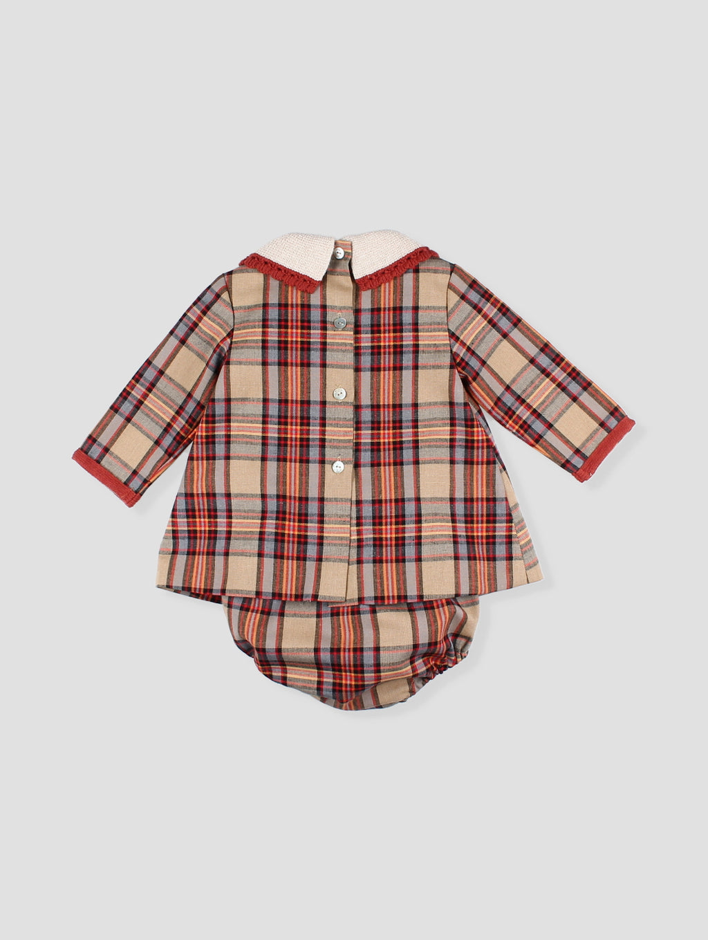 AW25 FOQUE La Calabaza Girls Camel Check Dress & Knickers
