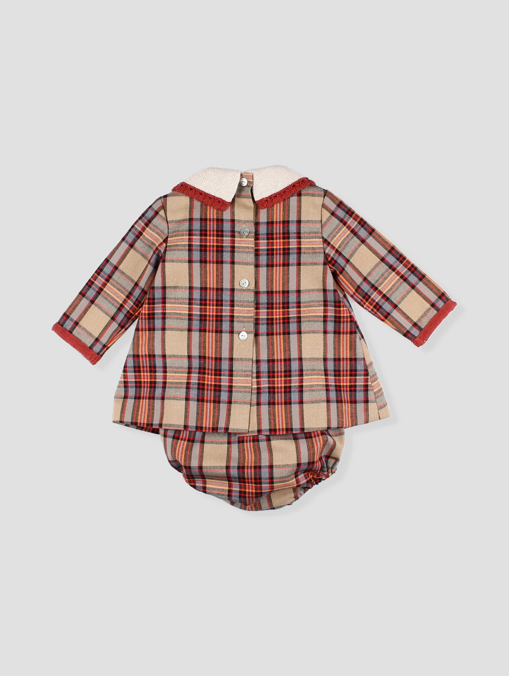 Foque La Calabaza Girls Camel Check Dress & Knickers