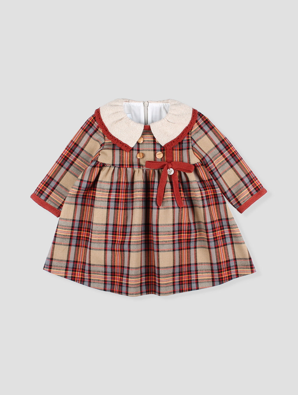 AW25 FOQUE La Calabaza Girls Camel Check Dress