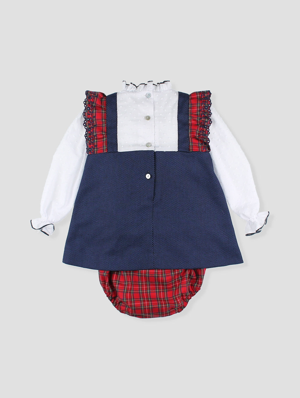 Foque Galletas Girls Navy Tartan Dress & Knickers