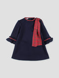 FOQUE Galletas Girls Navy Tartan A-Line Dress