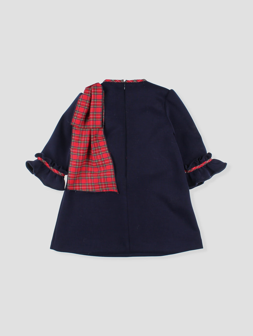 AW25 FOQUE Galletas Girls Navy Tartan A-Line Dress