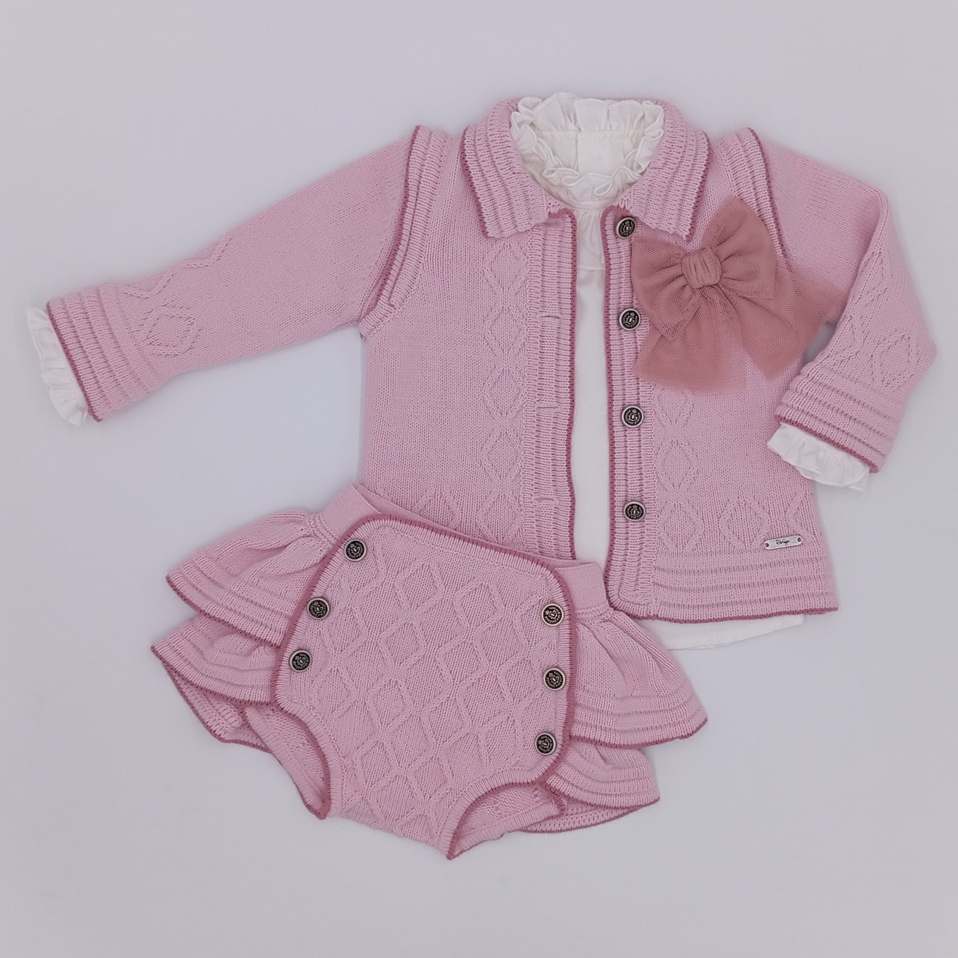 AW25 RAHIGO Pink Girls Jam Pant Set with Cardigan - 25268