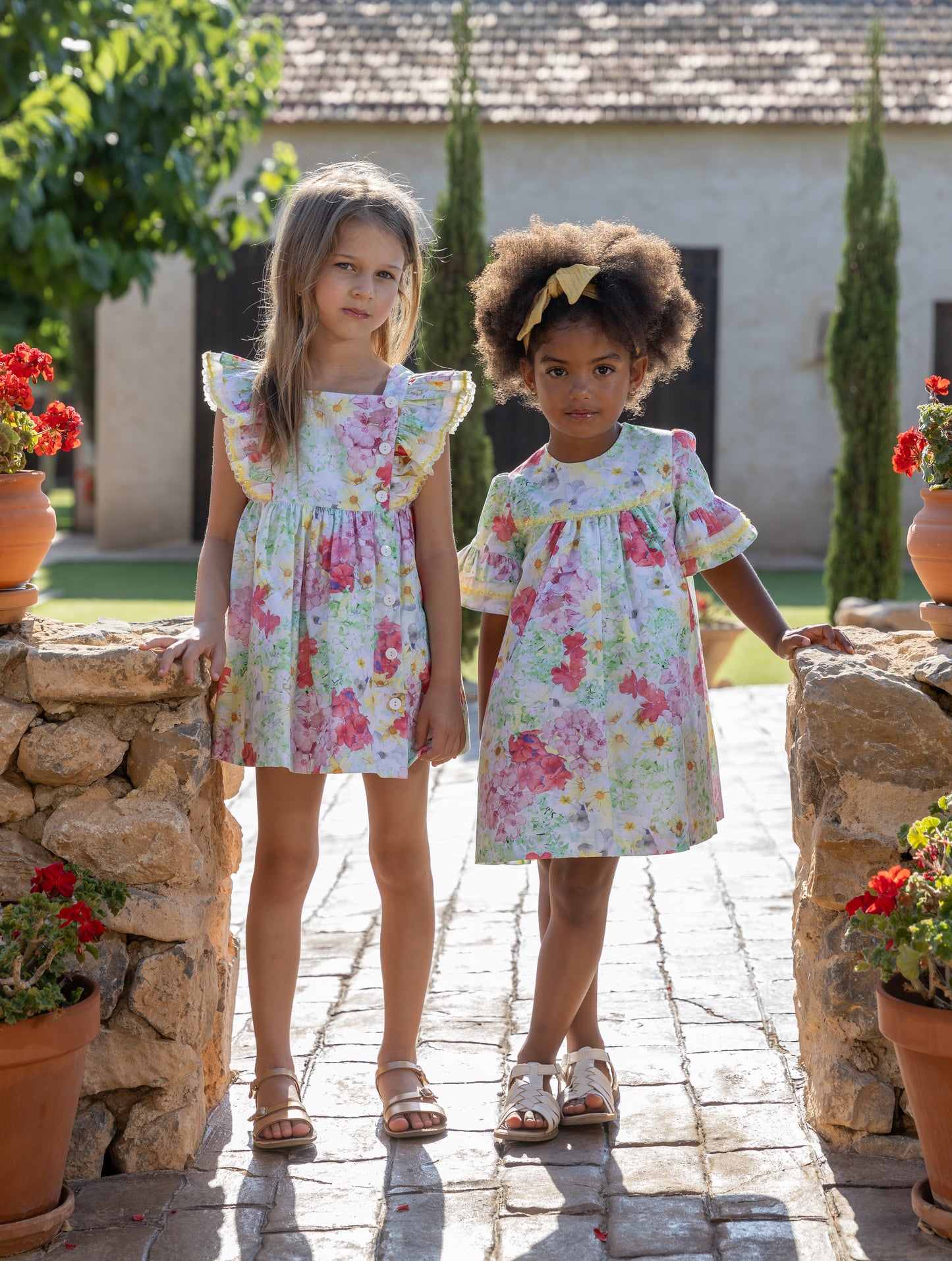 ROCHY SS25 Margarita Green & Lemon Floral Girls Dress - 25308