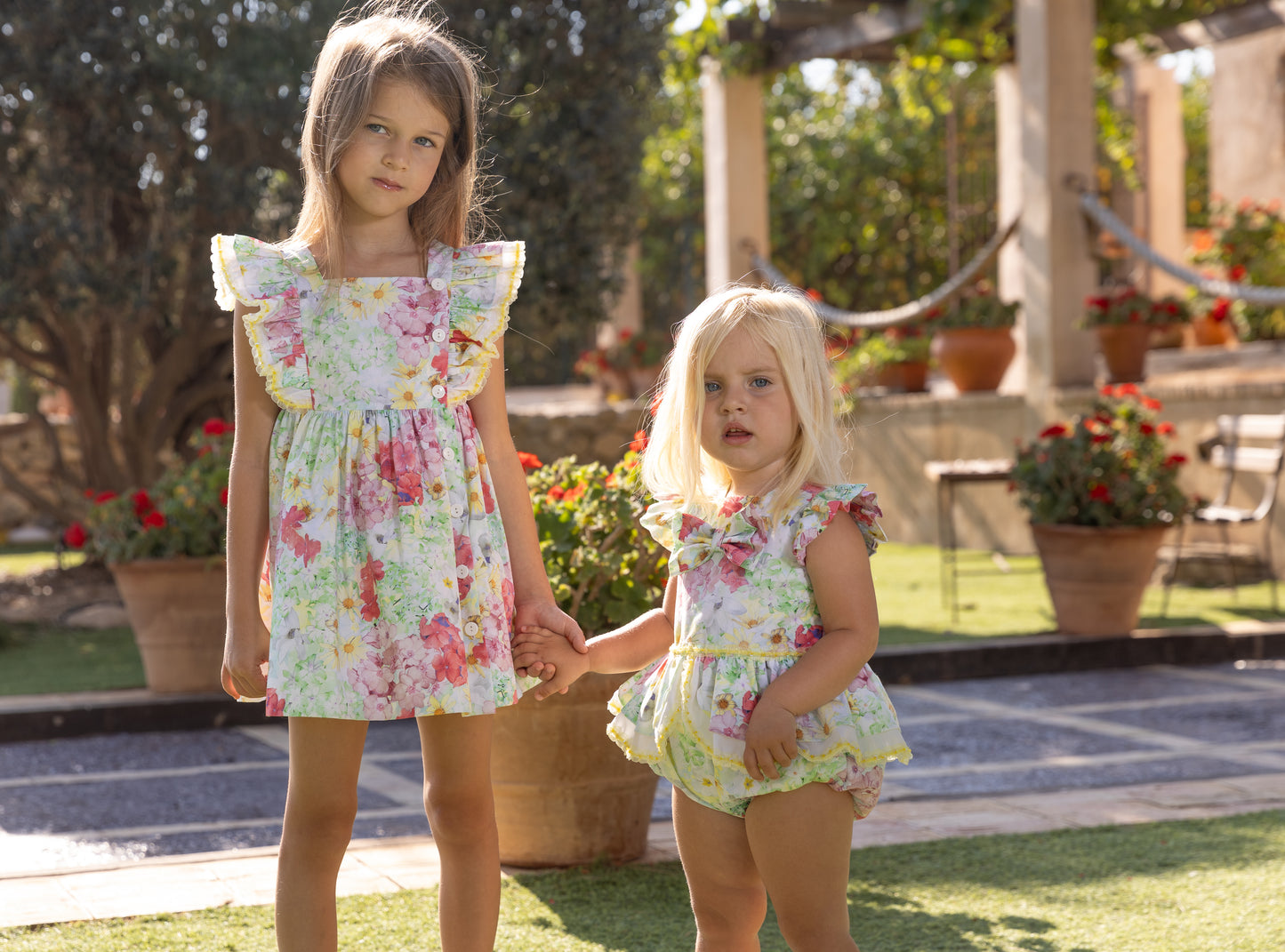 ROCHY SS25 Margarita Green & Lemon Floral Girls Dress - 25308