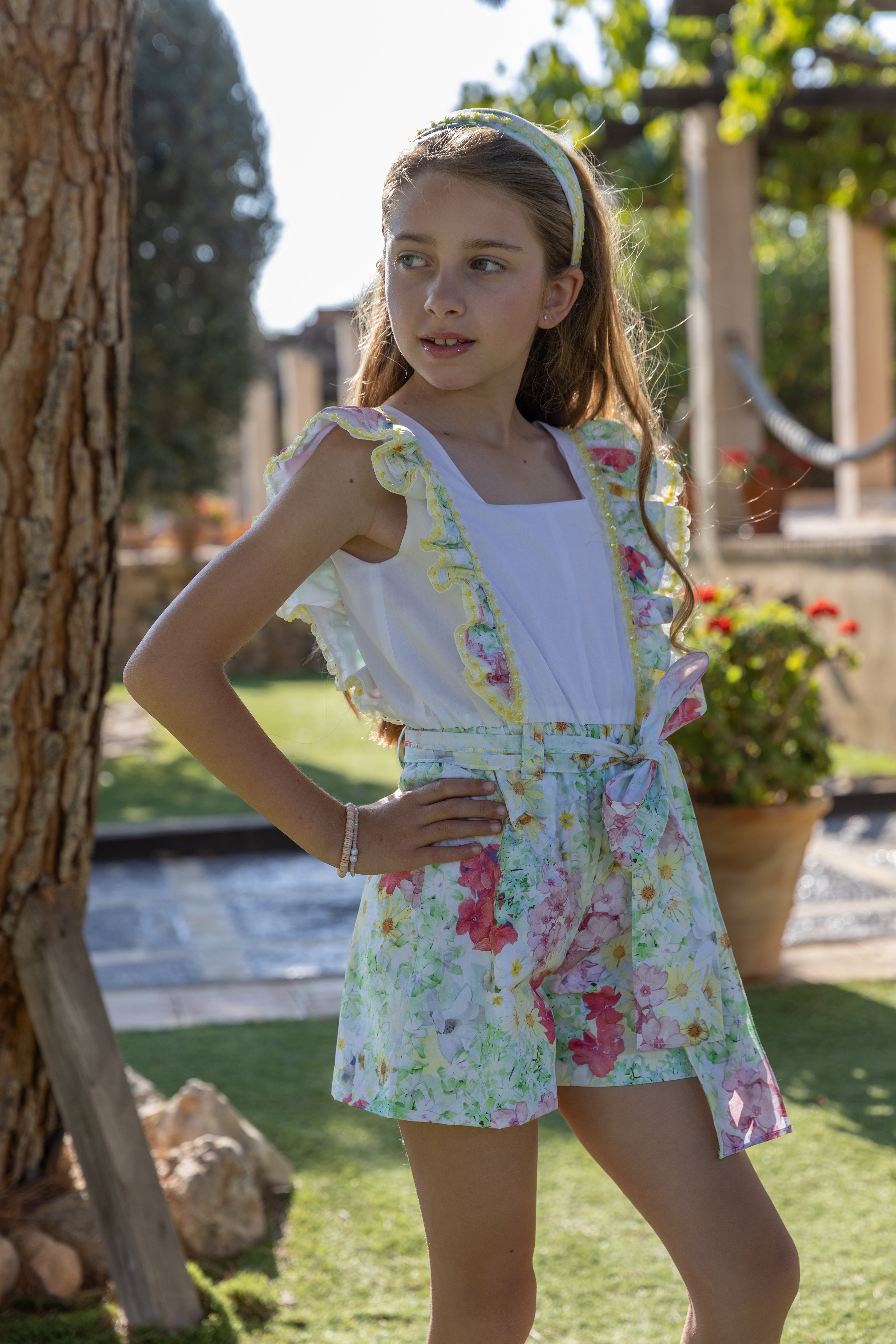 ROCHY SS25 Margarita Green & Lemon Floral Girls Playsuit - 25310