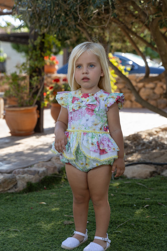 ROCHY SS25 Margarita Green & Lemon Floral Girls Romper - 25311