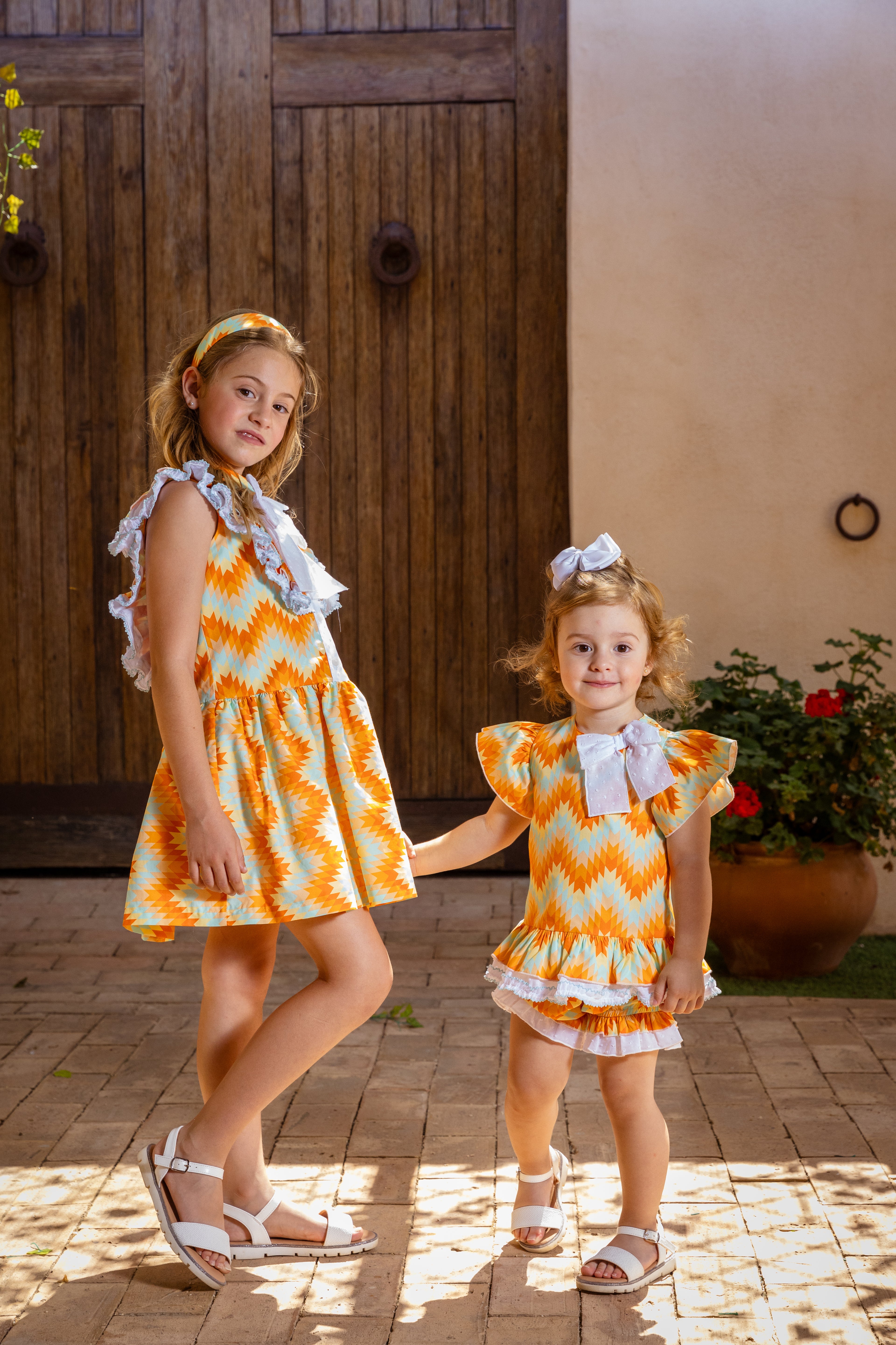 ROCHY SS25 Flecha Orange & Mint Zig Zag Girls Jam Pant Set - 25357