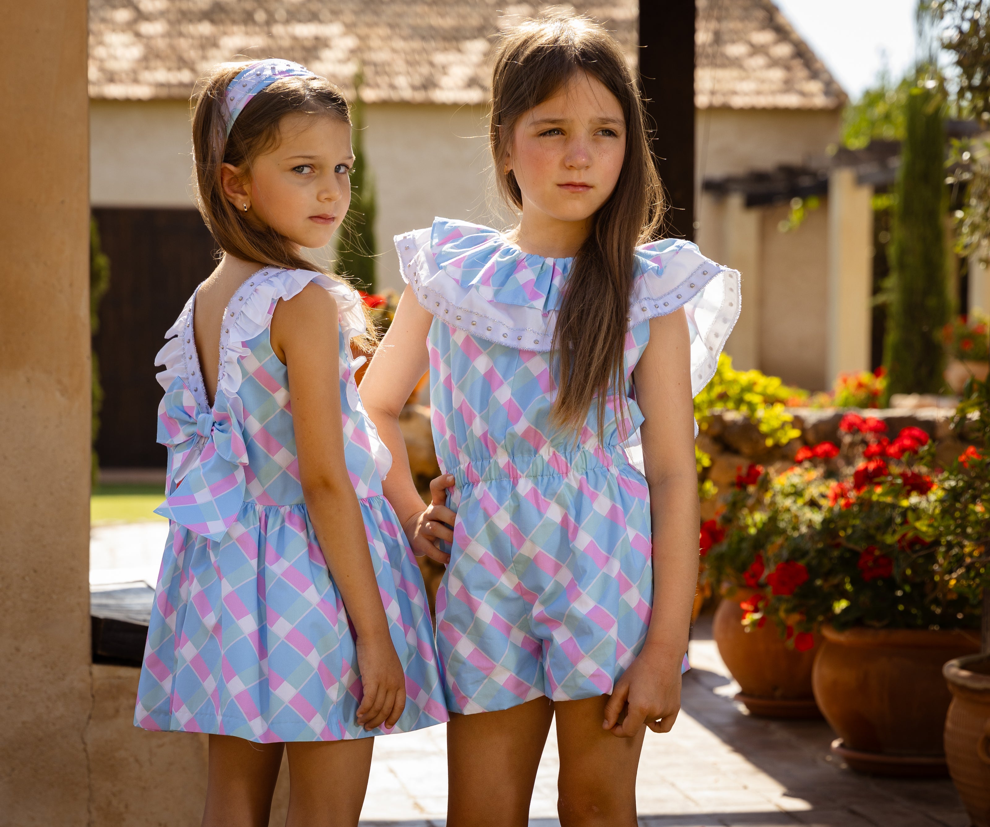 ROCHY SS25 Barby Pastel Checked Girls Dress - 25359