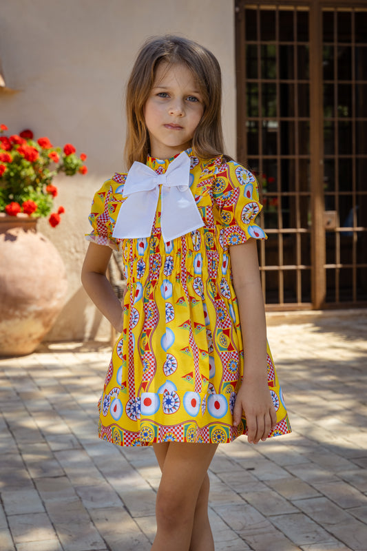 ROCHY SS25 Estrella Yellow & Red Girls Dress - 25366