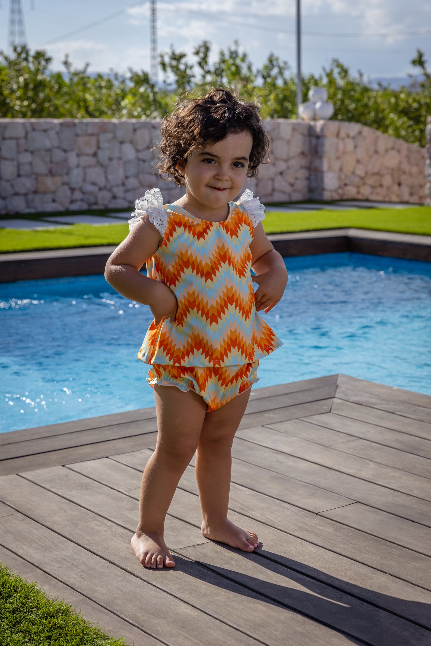 ROCHY SS25 Flecha Orange & Mint Zig Zag Girls Beach Set - 25413