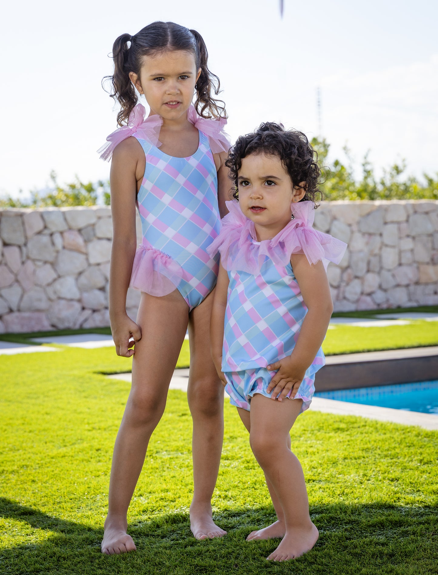 ROCHY SS25 Barby Pastel Checked Girls Swimsuit - 25415