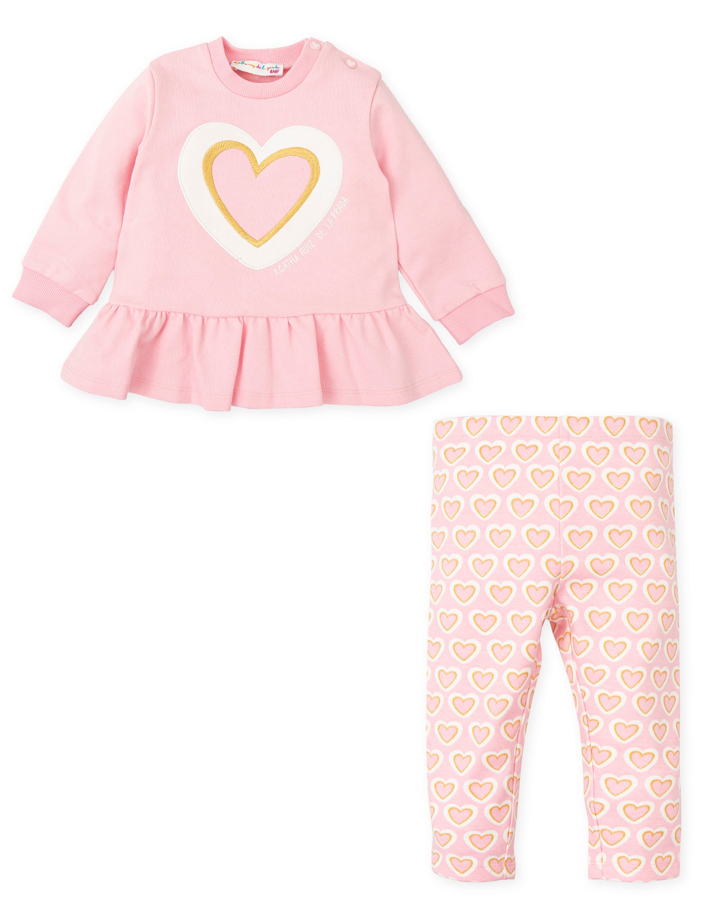 AGATHA RUIZ DE LA PRADA Sugar Cotton Girls Pink & Gold Leggings Set