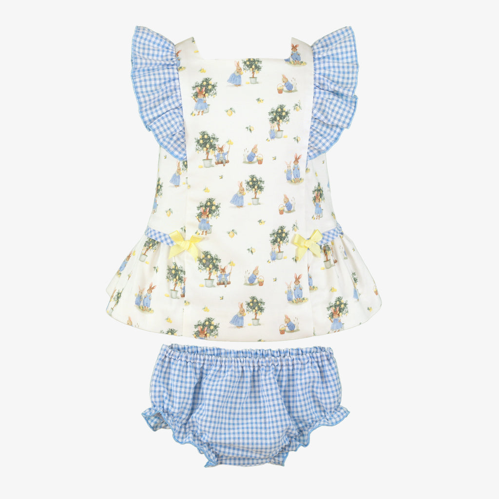 MIRANDA Blue Check Baby Girls Dress & Knickers - 25VB